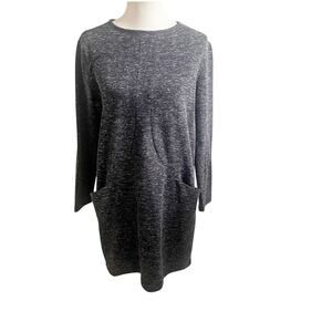 Clara Sun Woo Tunic Dress Women’s Large Heathered Gray Shift Lagenlook Pockets